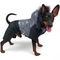 Комбинезон зимний для собак из светоотражающей ткани серый с черным A-61 