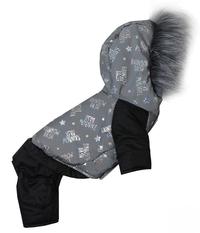 Зимний комбинезон для собак из светоотражающей ткани серый с черным A-71 