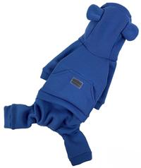 Костюм с карманом синий для собак с капюшоном D-89 