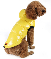 Жилет для собак утепленный лакированный желтого цвета G-43 