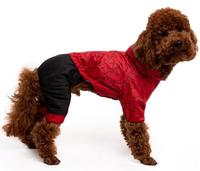 Дождевик для собаки средних пород красный со звездочками с капюшоном M-38 