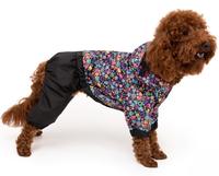 Дождевик комбинезон с капюшоном для собак разноцветный с сердечками M-45 