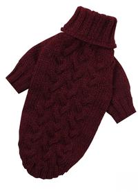 Вязаный свитер косичка для собак без застежек цвет марсала Y-237 