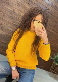Желтый свитер женский вязаный объемный Зигзаг 