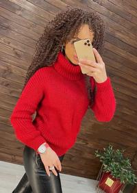 Красный свитер женский вязаный, объемный, Арчи 