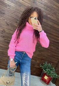 Розовый вязаный свитер женский, объемный, Арчи 